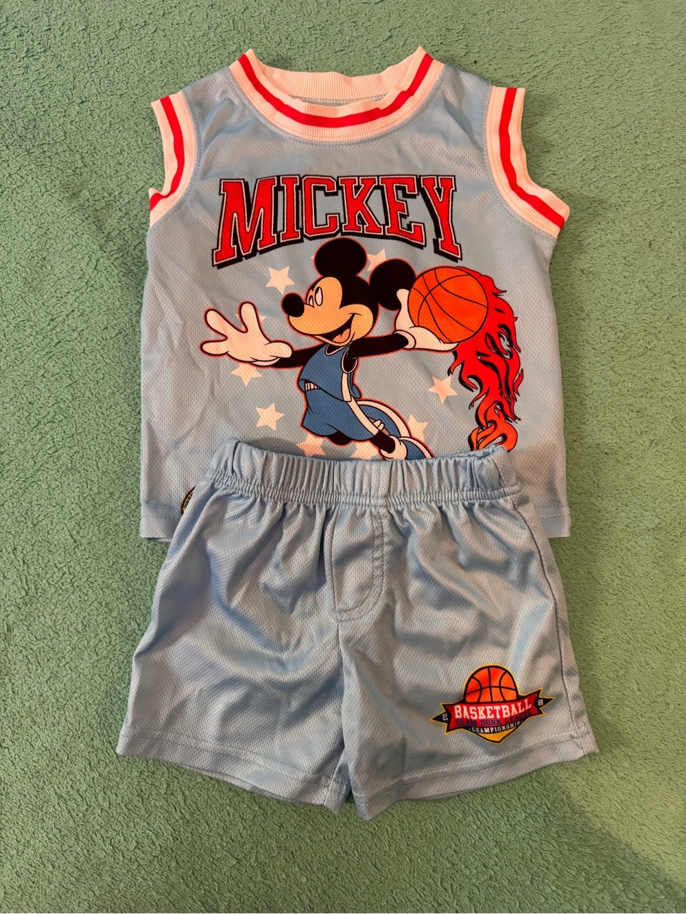 Disney Light Blue Mickey Basketball Tank & Shorts Set